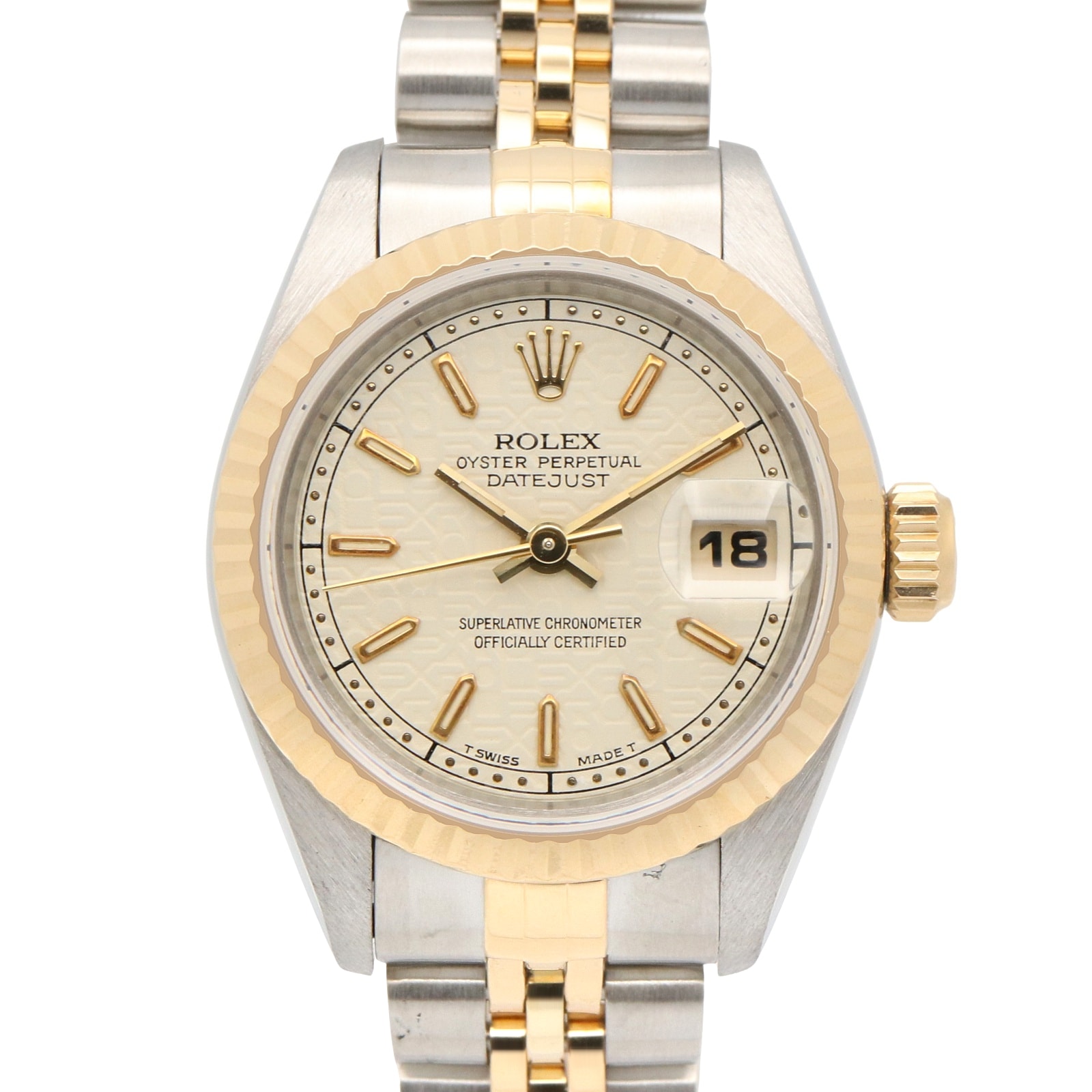 ロレックス ROLEX デイトジャスト T番 腕時計 時計 K18(イエローゴールド) ステンレススチール レディース アイボリー系 コンピューター/バー 69173 【中古】