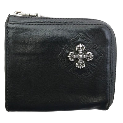 Chrome Hearts Filigree Plus Half Zip Wallet Card Case "Black/Silver"
