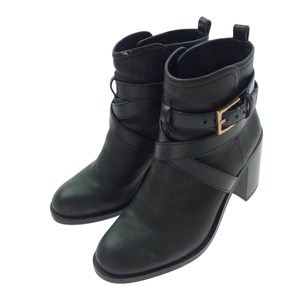 Tory Burch トリーバーチ ブーツ HASTINGS 85MM BOOTIE SILK GOAT アンクル ベルト ヒール ブーツ ブラック系 7M【中古】