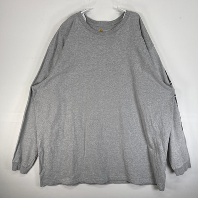 古着 カーハート Carhartt 長袖Tシャツ 大きいサイズ 肉厚 クルーネック 3XL グレー 袖プリント メンズ