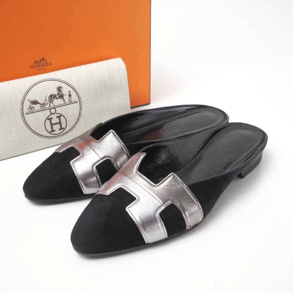 HERMES エルメス Roxane ロクサーヌ サンダル サイズ35.5 Hロゴ スエード 靴 イタリア製 ブランド古着【中古】20260918/RB0583