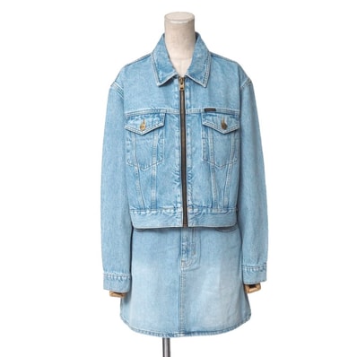 ■未使用品■2024年製■COACH コーチ セットアップ サイズM/27 デニム クロップ ジャケット ミニスカート 20260407/RA8879