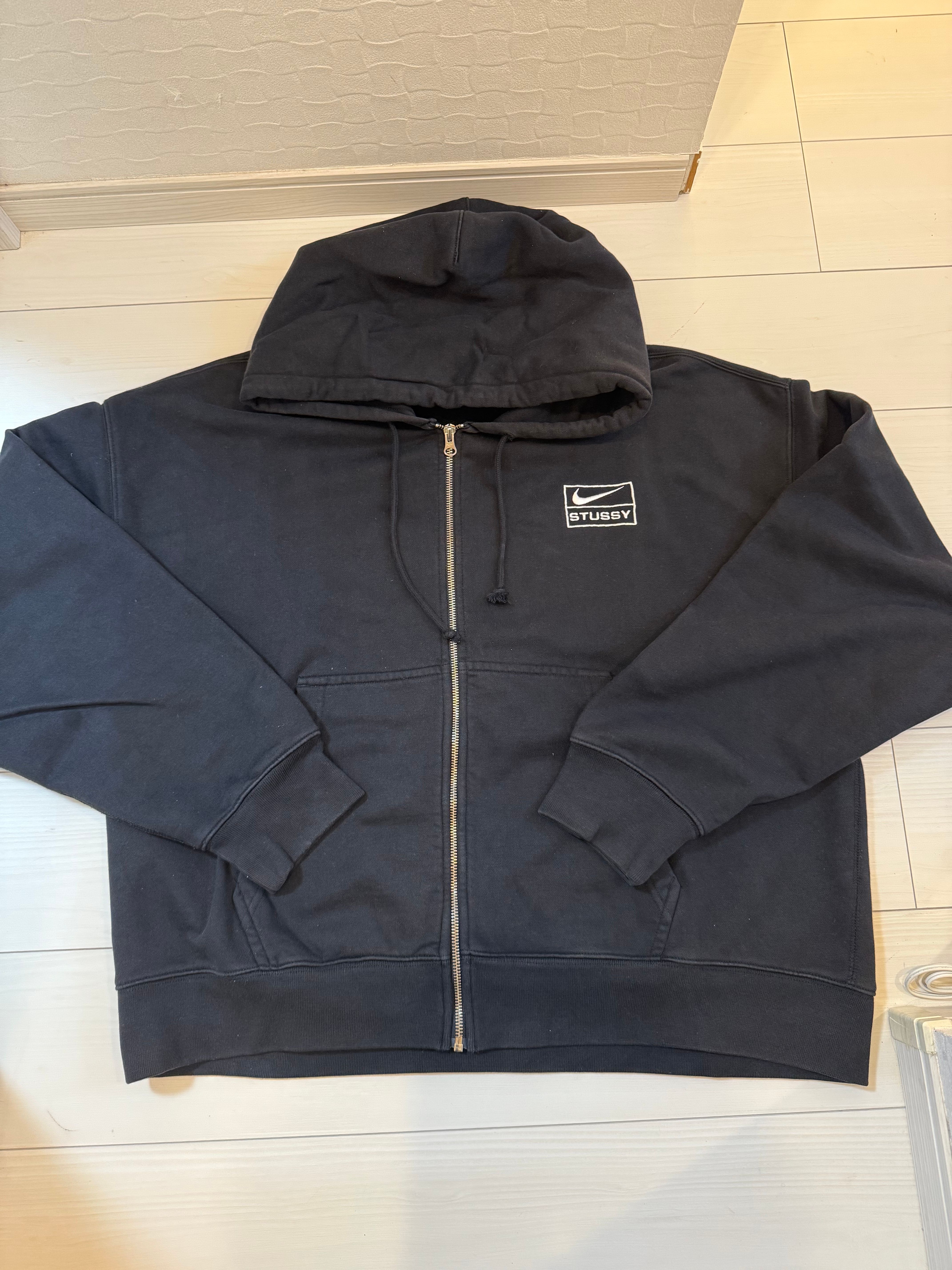 Stussy x Nike Stone Washed Fleece Zip Hoodie "Black" (US Size) FJ9175-010