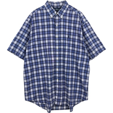 古着 ラルフローレン Ralph Lauren BLAKE 半袖 ボタンダウン チェックシャツ メンズXL相当/eaa648884