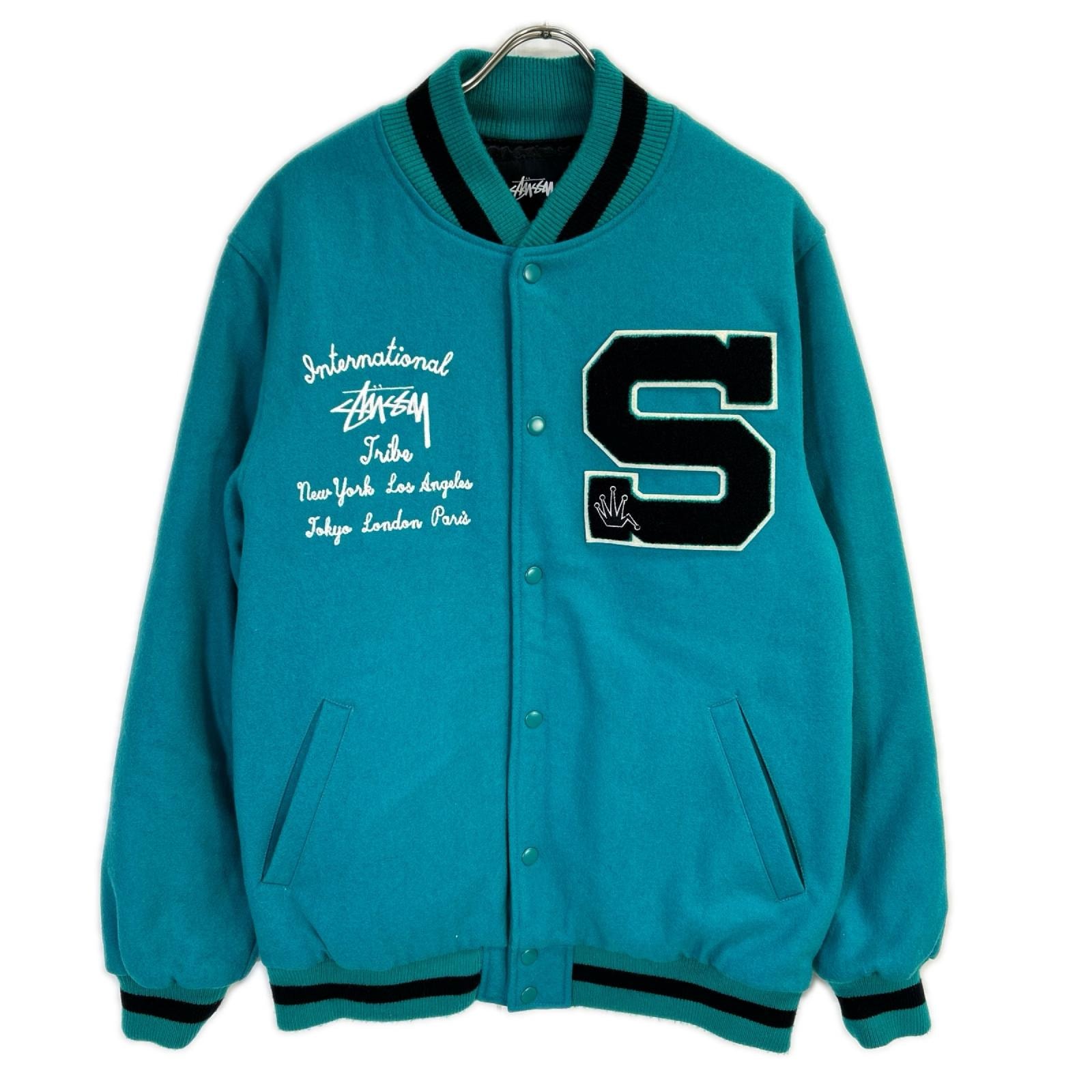 ステューシー 115255 15AW グリーン系 BIG S LETTERMAN JACKET XL