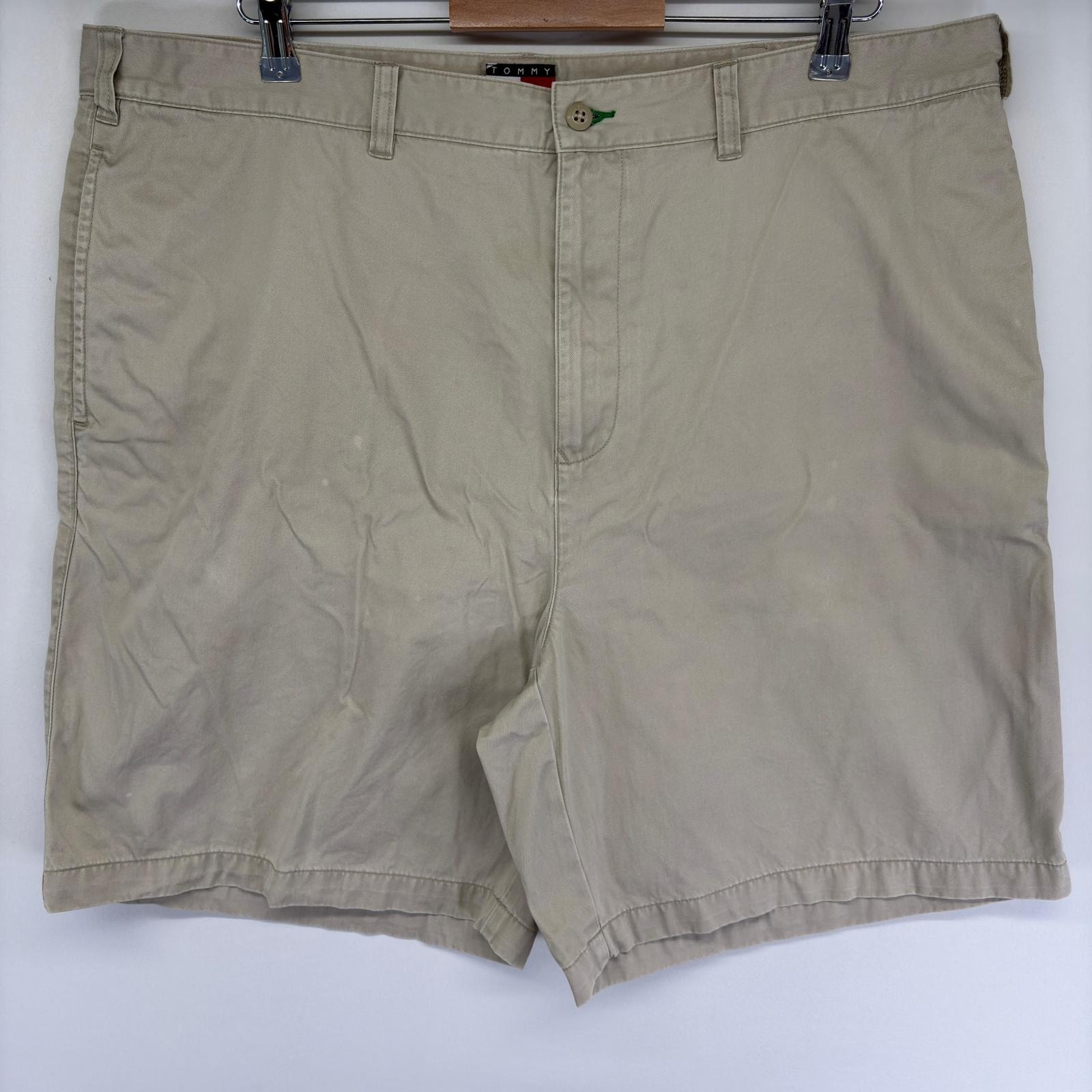 古着 トミーヒルフィガー TOMMY HILFIGER パンツ チノパン ワンポイントロゴ ショートパンツ ジップ 刺繍ロゴ w40  ベージュ系 メンズ