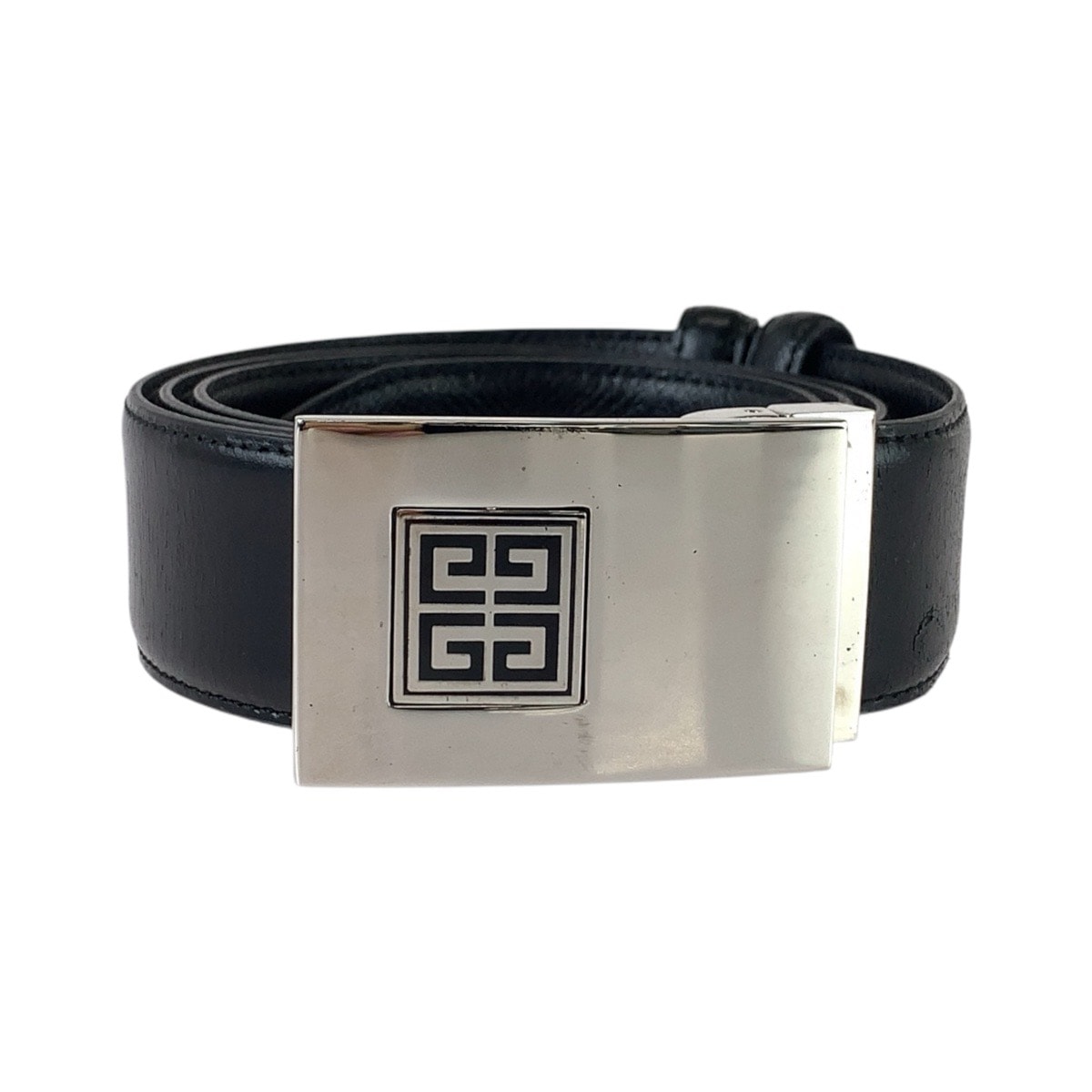 美品 Givenchy ジバンシー サイズ95cm ブラック 黒 シルバー金具 レザー ベルト 1-0294238 【中古】