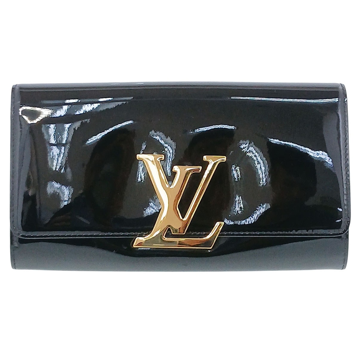 LOUIS VUITTON ルイ・ヴィトン ポシェット ルイーズ EW クラッチバッグ M90083 ヴェルニ ブラック ゴールド金具 レディース【中古】