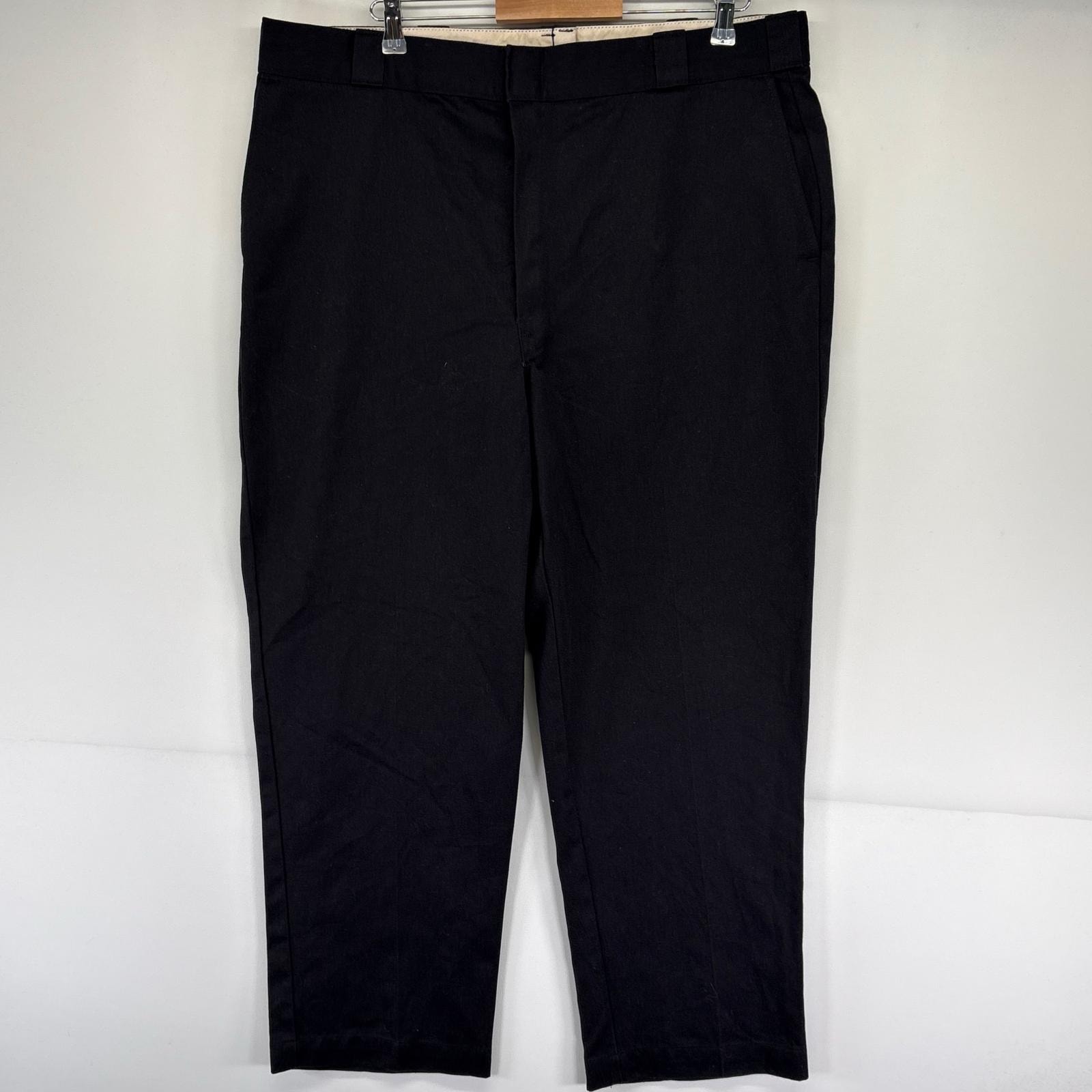 古着 ディッキーズ Dickies USA製 パンツ ワーク チノパン ワンポイントロゴ 大きいサイズ W42 L30  ブラック系 メンズ