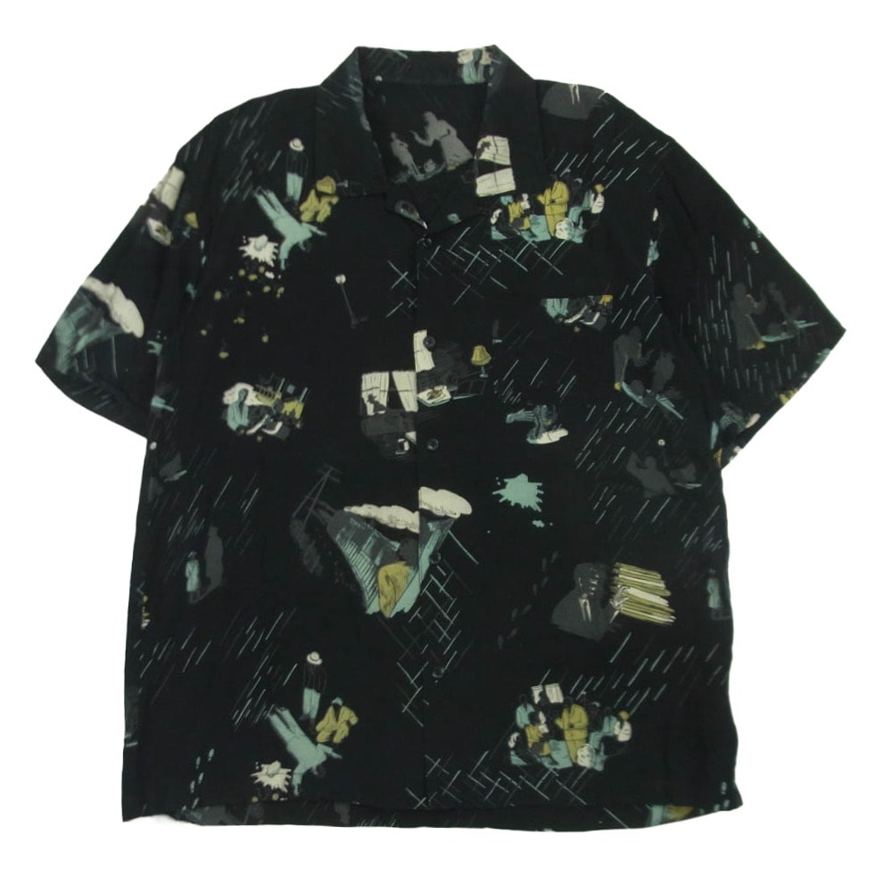 PORTER CLASSIC ポータークラシック FILM NOIR ALOHA SHIRT フィルム ノワール アロハ 半袖 シャツ ブラック系 L【中古】