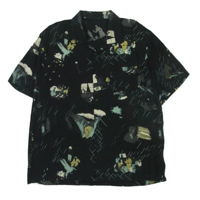 PORTER CLASSIC ポータークラシック FILM NOIR ALOHA SHIRT フィルム ノワール アロハ 半袖 シャツ ブラック系 L【中古】