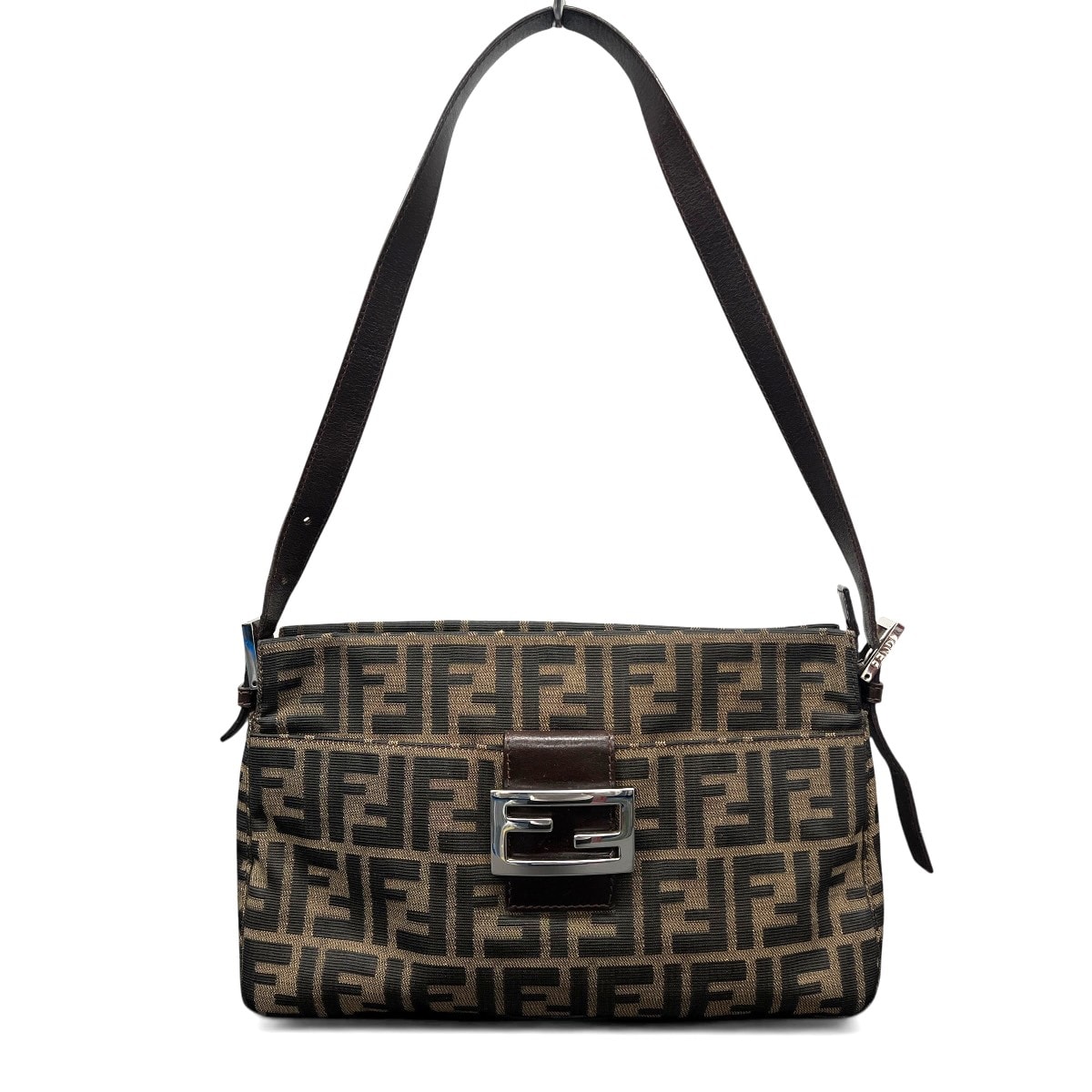 FENDI 美品 フェンディ マンマバケット ズッカ ショルダーバッグ 26566 キャンバス レザー ブラウン ワンショルダー セミショルダー ハンドバッグ FF金具 Y2K ABランク 中古 鑑定済 フェンディバッグ