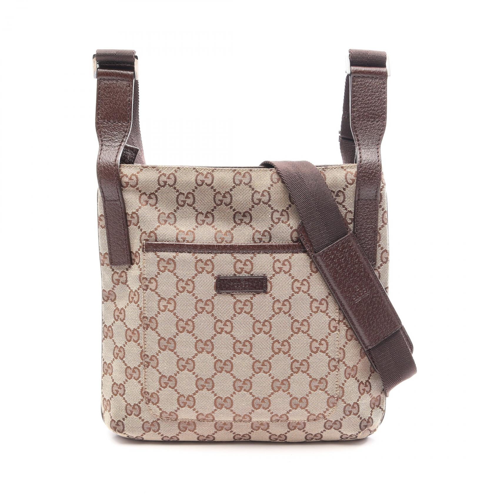 グッチ GUCCI GGキャンバス ショルダーバッグ バッグ キャンバス レザー レディース ベージュ系 / ブラウン系 122793 【中古】