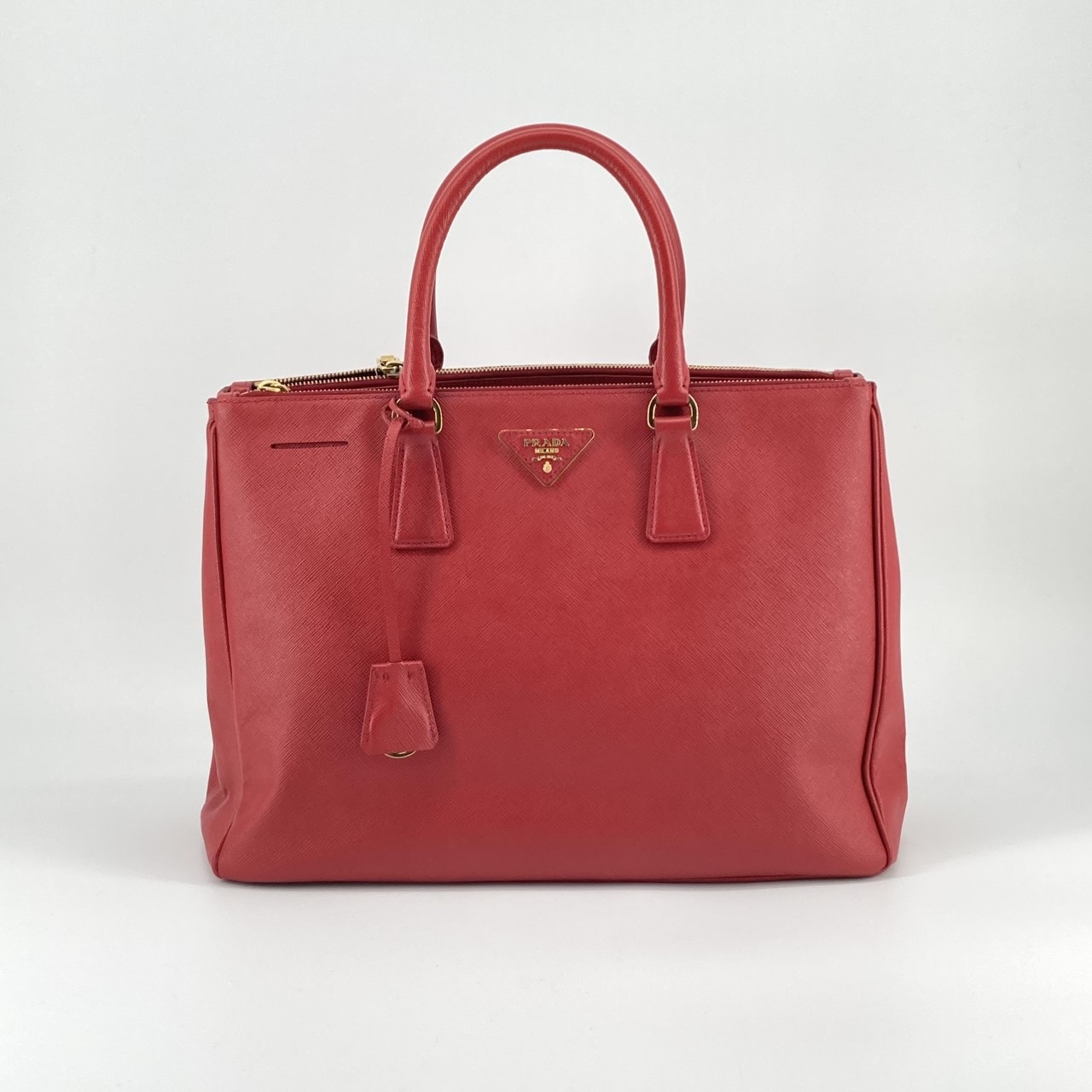 PRADA(プラダ) ガレリア サフィアーノレザー BN1786 ハンドバッグ レッド×ゴールド