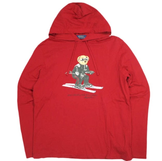 POLO RALPH LAUREN ポロ・ラルフローレン Alpine Racing Ski Polo Bear Hoodie アルペンレーシング スキーポロベアー プルオーバーフーディ 710706418004 M RED 天竺 パーカー トップス