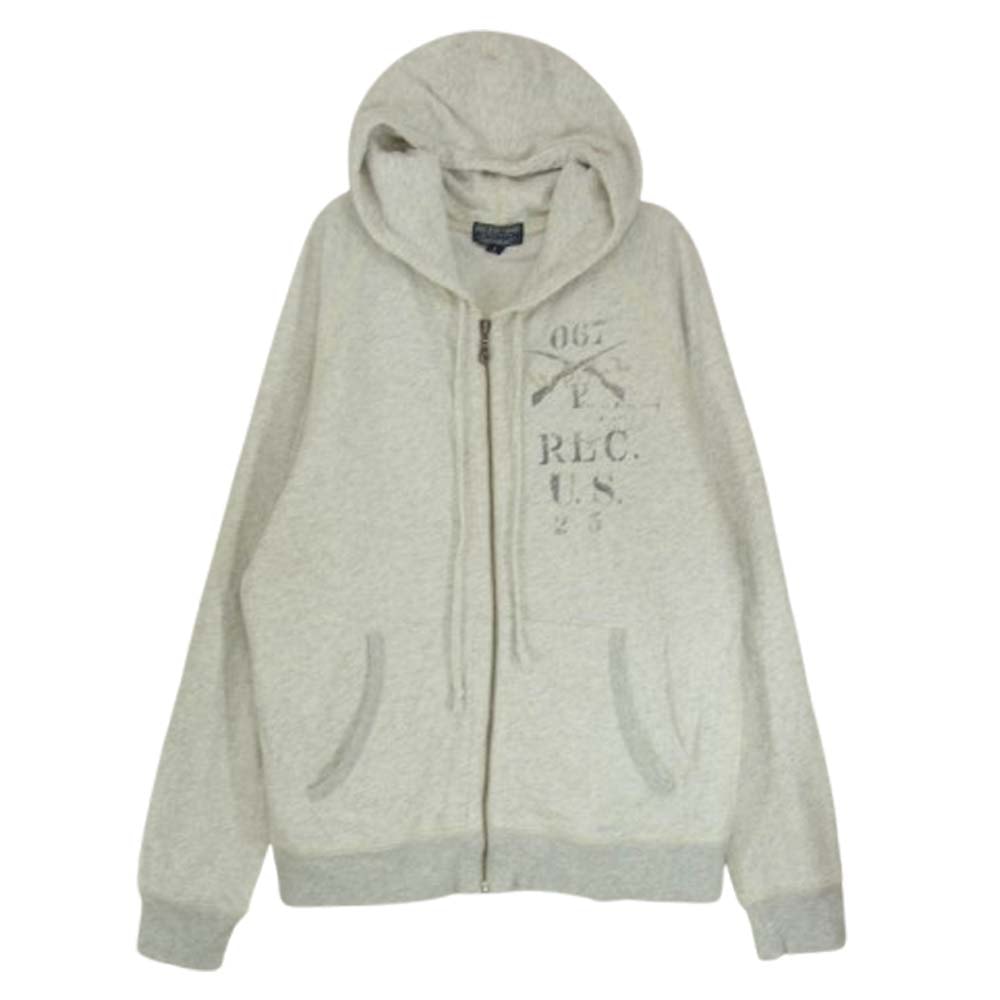POLO RALPH LAUREN ポロ・ラルフローレン パーカー POLO JEANS  U.S.R.L 刺繍 ミリタリー プリント フルジップ スウェット パーカー グレー系 L【中古】