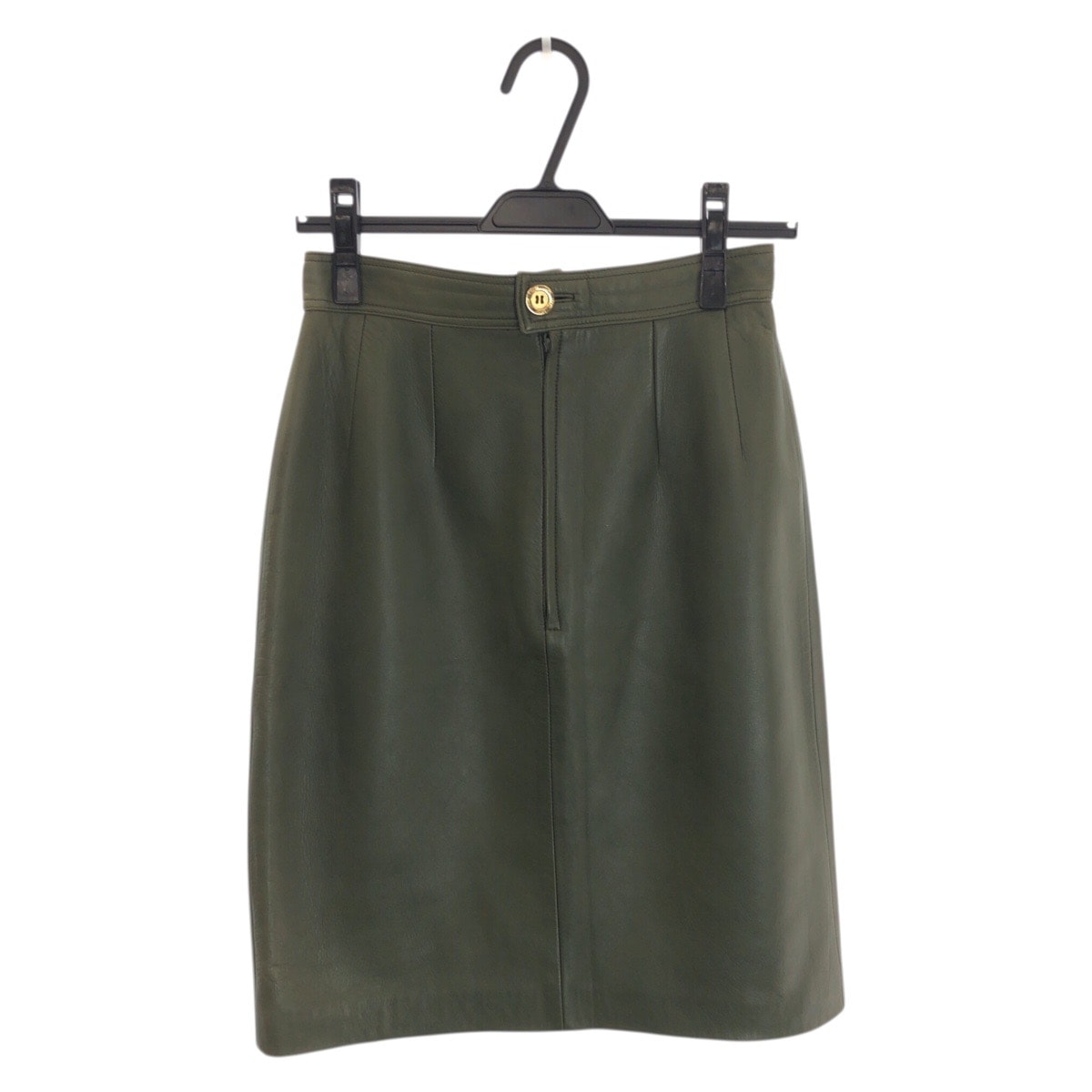 美品 LOEWE ロエベ サイズ40 グリーン ゴールド金具 レザー スカート 601600 【中古】