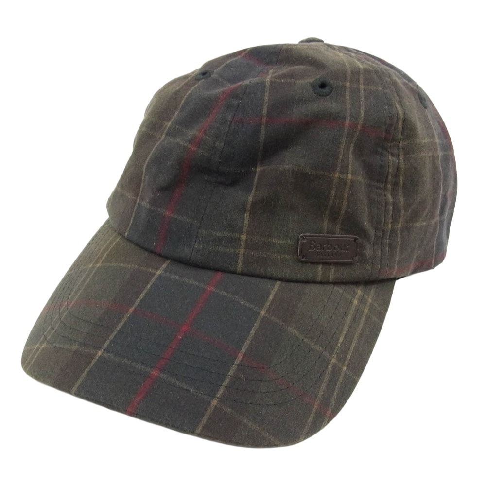 Barbour バブアー キャップ 2002121 ロゴレザープレート チェック柄 キャップ 帽子 カーキ系 UNI【中古】