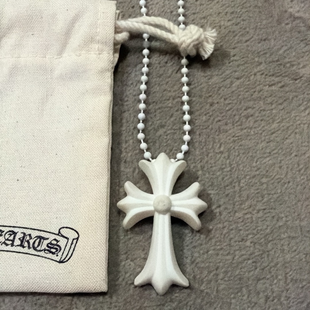Chrome Hearts Rubber Small CH Cross Silicon Necklace "White"