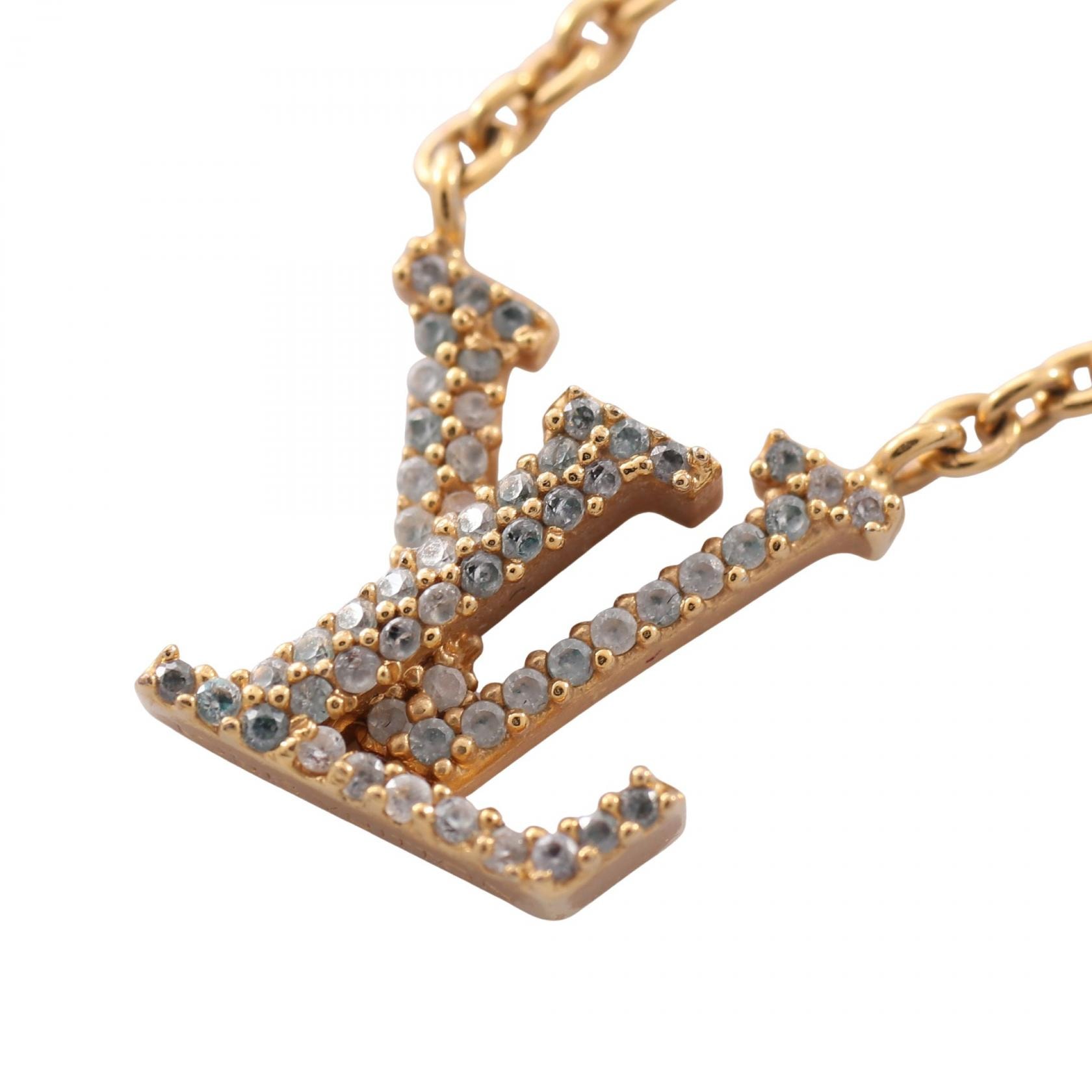 ルイ・ヴィトン LOUIS VUITTON コリエ LV アイコニック ネックレス ジュエリー GP(ゴールドメッキ) ラインストーン レディース ゴールド系 / クリア系 M00596 【中古】