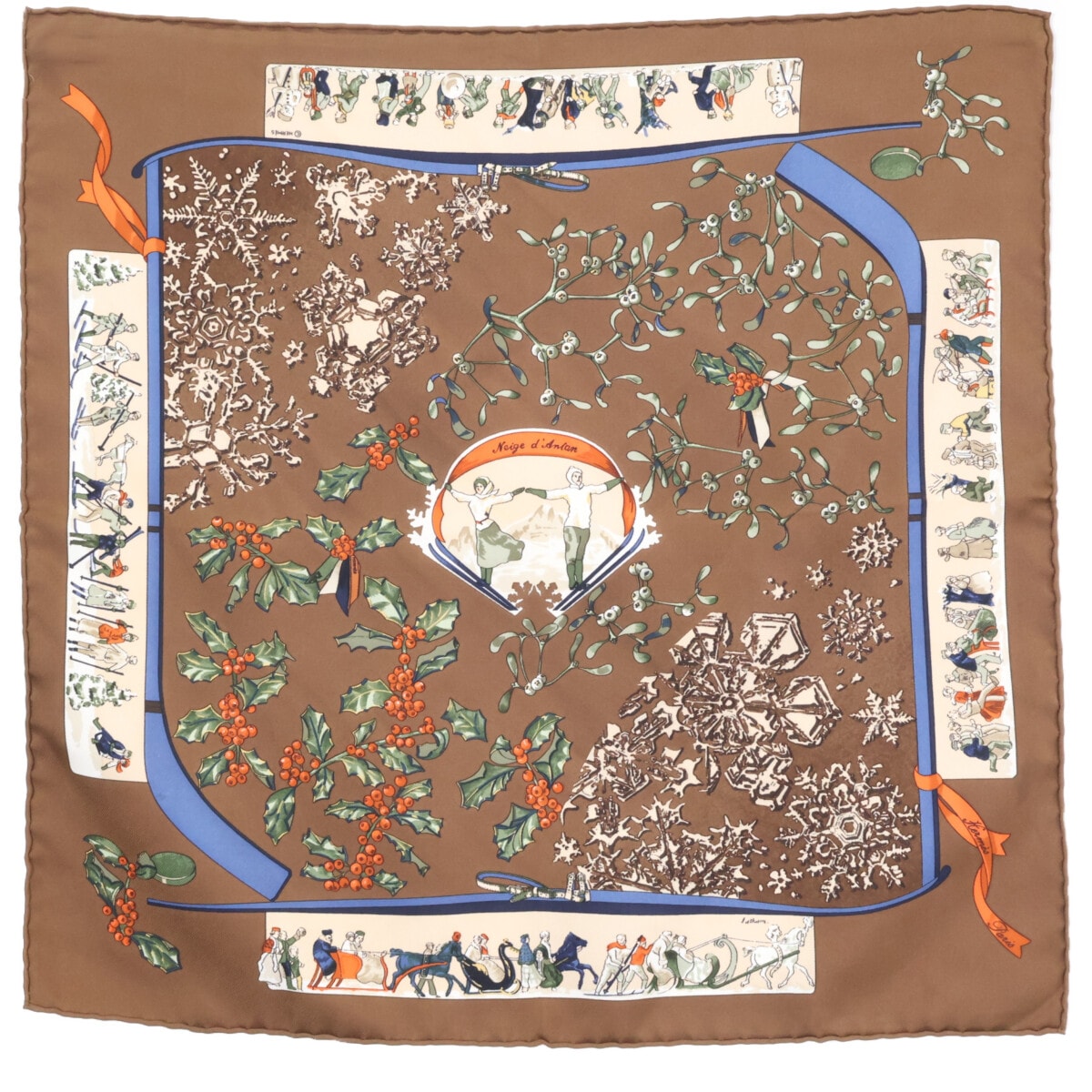 エルメス 【美品】Neige d Antan 去年の雪 シルク カレ45