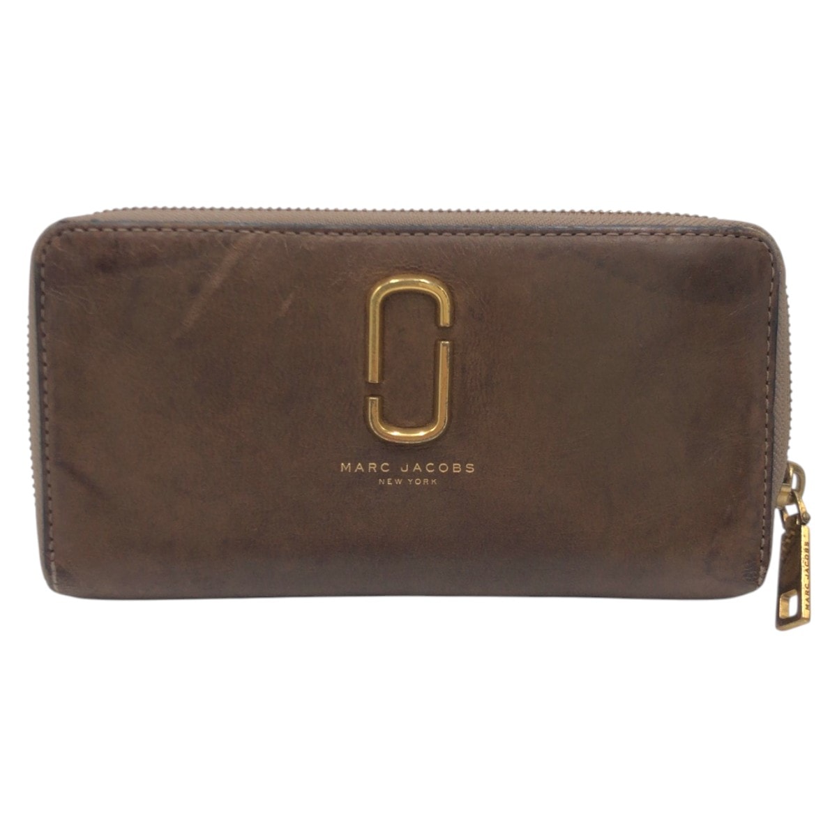 MARC JACOBS マークジェイコブス ブラウン ゴールド金具 レザー 長財布 ロングウォレット 600514 【中古】