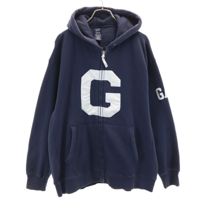GAP ギャップ 長袖 ジップパーカー XXL ネイビー 裏起毛
