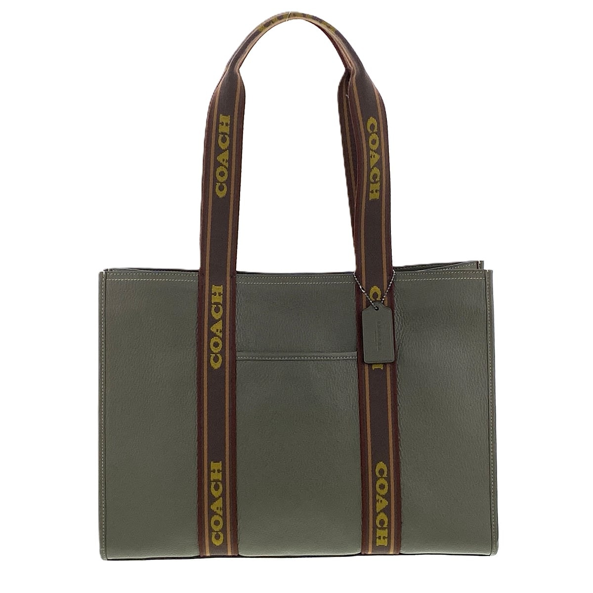 COACH コーチ ラージ スミス トート トートバッグ J2477 レザー カーキ  メンズ【中古】