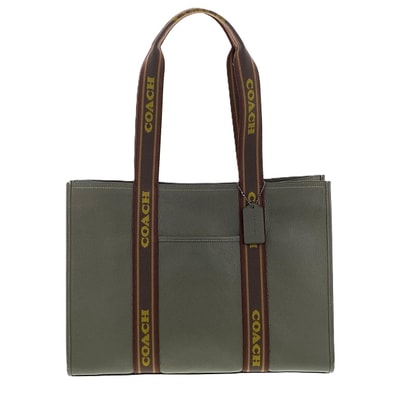 COACH コーチ ラージ スミス トート トートバッグ J2477 レザー カーキ メンズ【中古】