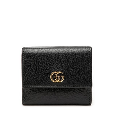 グッチ GGマ-モント 三つ折り財布 コンパクトウォレット 524672 ブラック レザー レディース GUCCI 【中古】