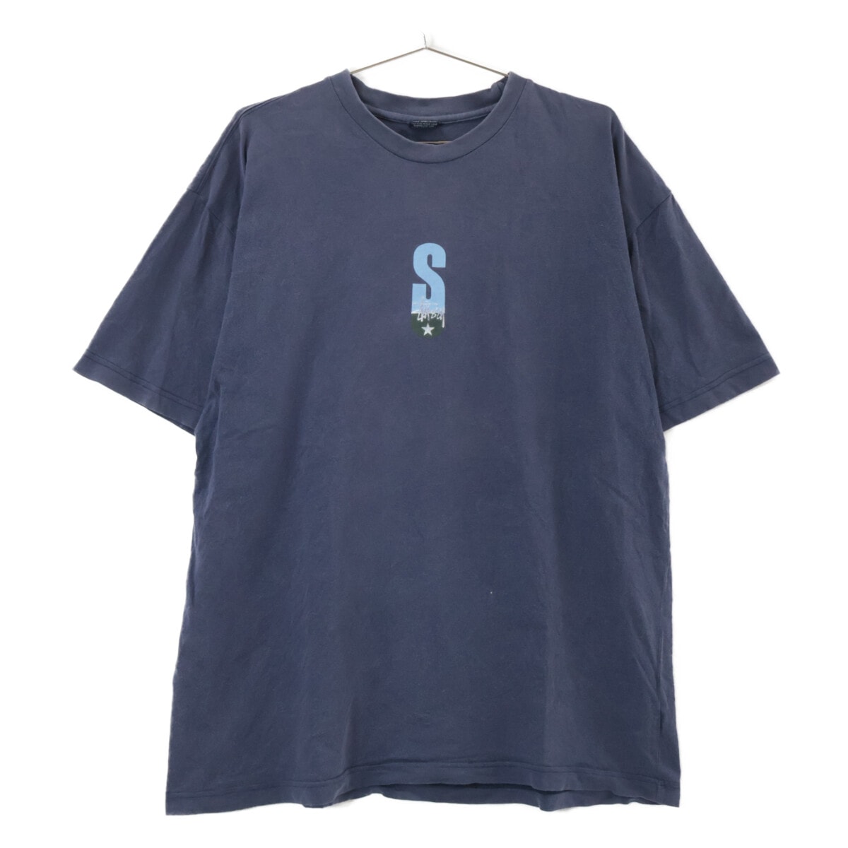 ステューシー 90'sタグ ネイビー プリント コットン Tシャツ L