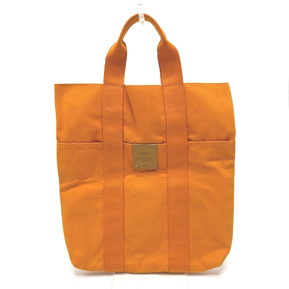 エルメス HERMES フールトゥカバス ハワイフレンチ フェスティバル トートバッグ キャンバス オレンジ