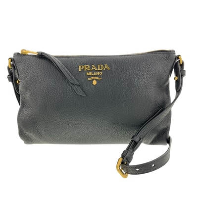 【値下げ】 PRADA プラダ ヴィッテロフェニックス レザー ショルダーバッグ 1BH050 レザー ブラック レディース【中古】