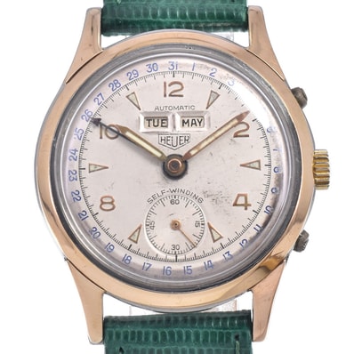 タグホイヤー TAG HEUER W088148 ヴィンテージ バンパー式ハーフローター トリプルカレンダー アイボリー 自動巻き メンズ 腕時計 O#146963