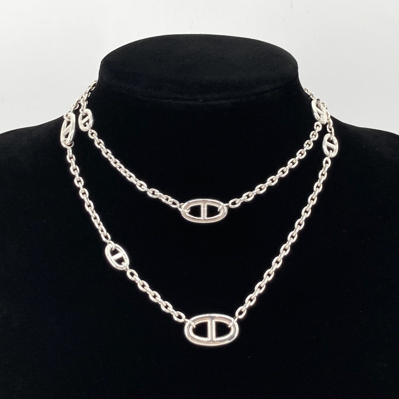 HERMES(エルメス) ファランドール 80 ロング シェーヌダンクル Ag925 ネックレス 69.06g シルバー