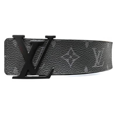LOUIS VUITTON 極美品 ルイヴィトン サンチュール LV イニシャル 40MM モノグラムエクリプス ベルト M0449 PVC レザー LN2252 2022年 ブラック #90/36 メンズ ヴィトン Aランク 中古 鑑定済 ヴィトンベルト
