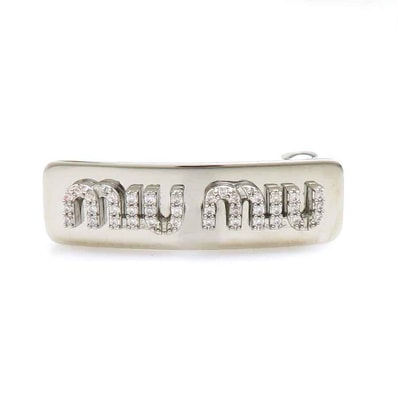 ミュウミュウ MIUMIU バレッタ ヘアピン メタル シルバー レディース【中古】 h32284k