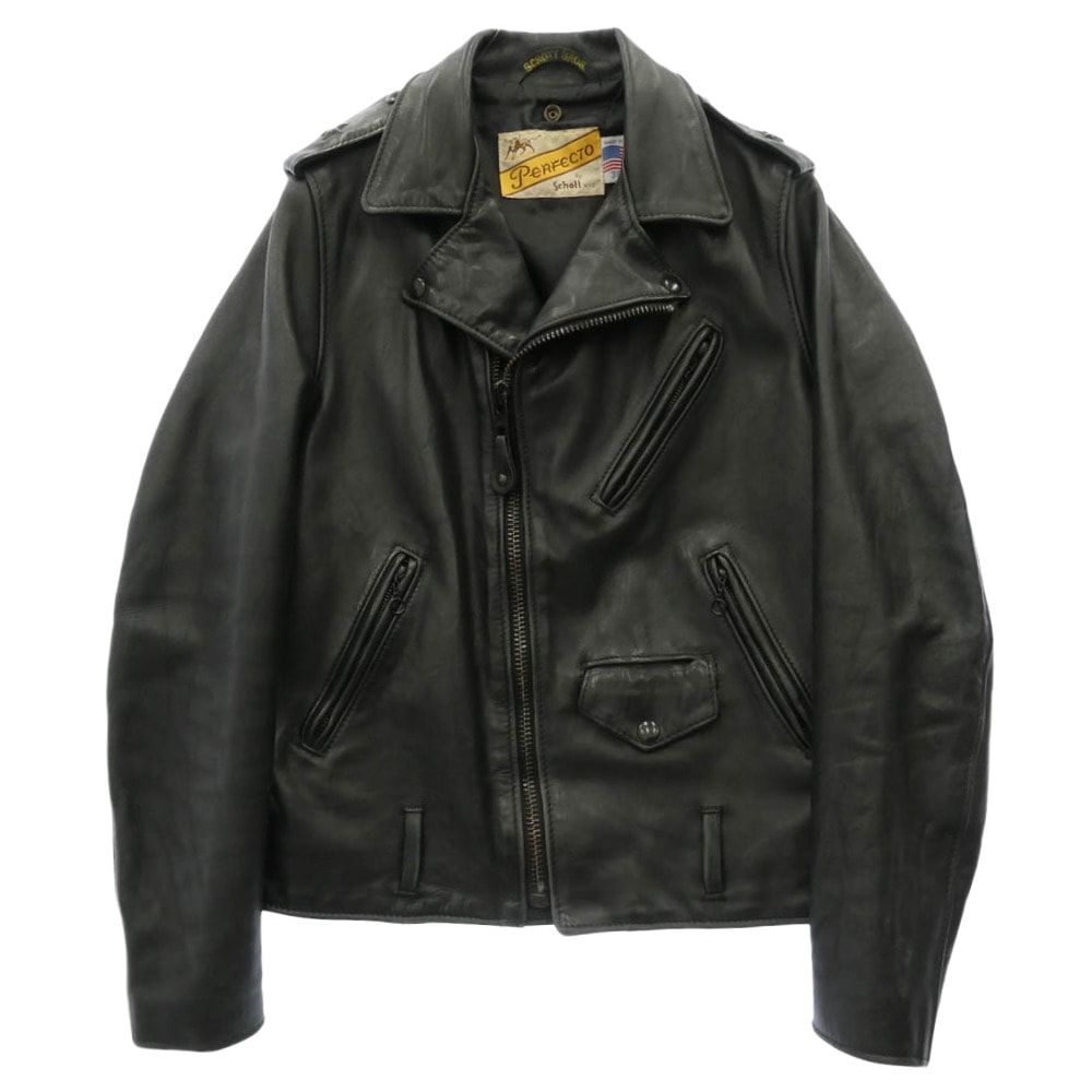 schott ショット レザージャケット x AMERICAN RAG CIE アメリカンラグシー 別注 613 ワンスター レザー ダブル ライダース ジャケット ブラック系 38【中古】