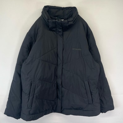 古着 コロンビア Columbia ナイロンジャケット 中綿 フルジップ ワンポイントロゴ アウトドア 2XL ブラック レディース
