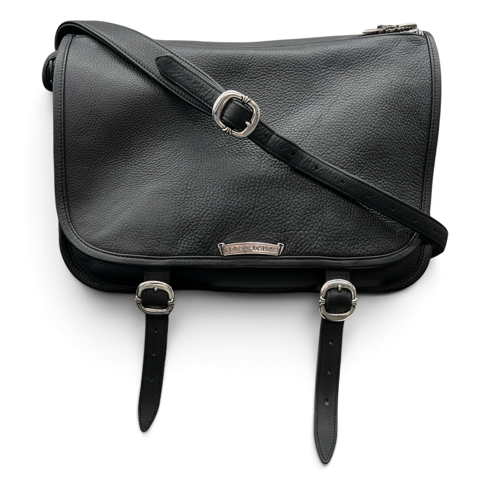 CHROME HEARTS 美品 クロムハーツ SHOULDER BAG-SM ガンスリンガー35 ショルダーバッグ スクロールラベル ダガー ブラック レザー Aランク 中古 鑑定済 クロムバッグ