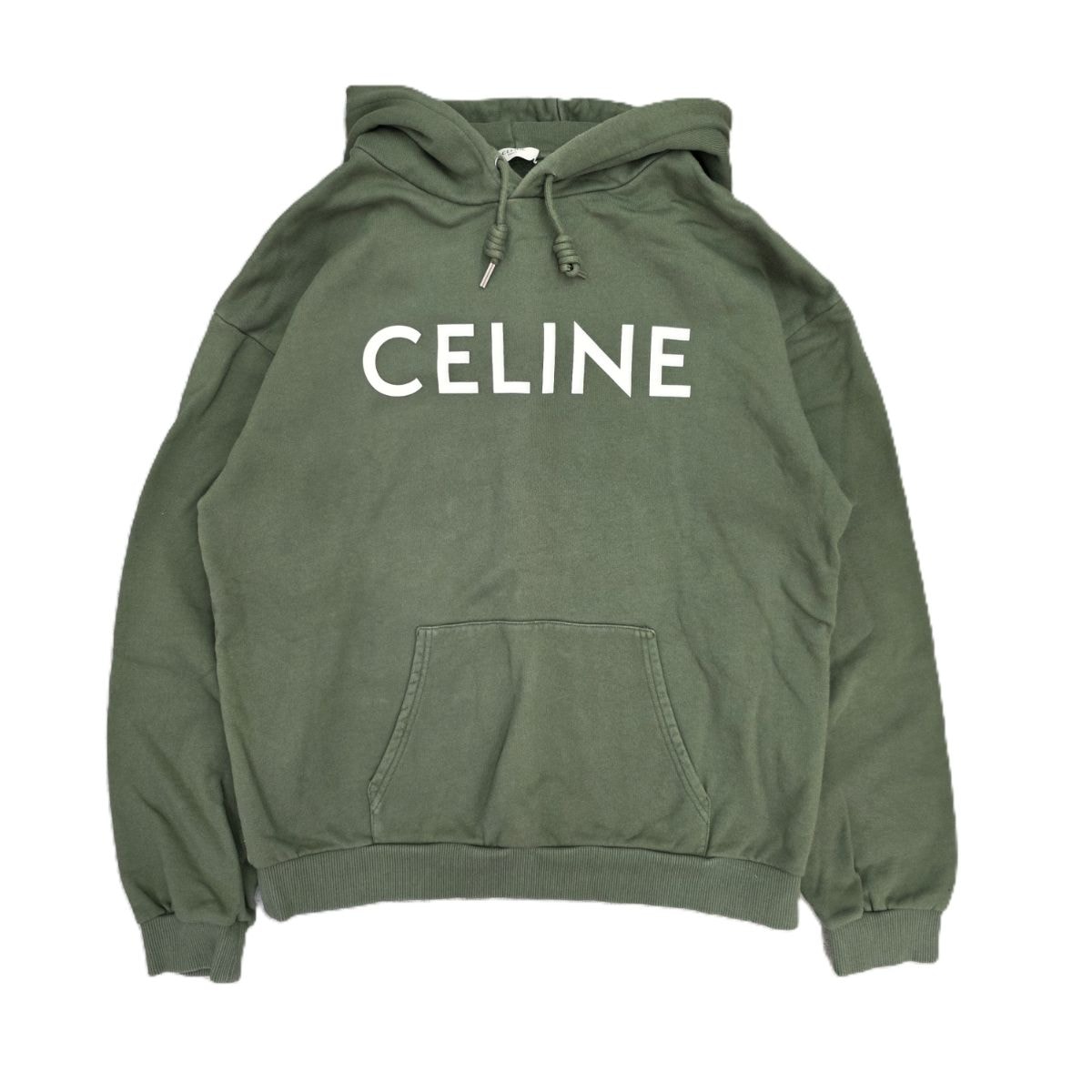 CELINE 셀린느 클래식 로고 루즈 오버사이즈 풀오버 후디 2Y321670Q L 코튼 카키 남성 [중고]