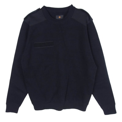 HEAD PORTER ヘッドポーター ニット PLUS プラス エルボーパッチ 肩パッチ 切替 ウール ニット セーター ブラック系 L【中古】