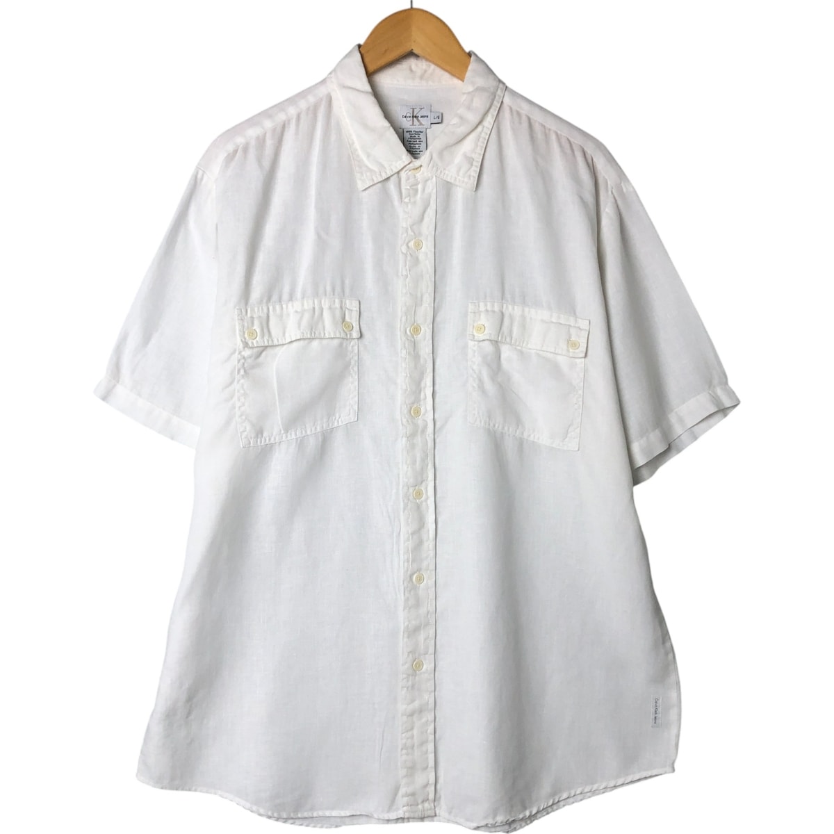 古着 カルバンクライン Calvin klein 半袖 リネンシャツ メンズL相当/eaa541911