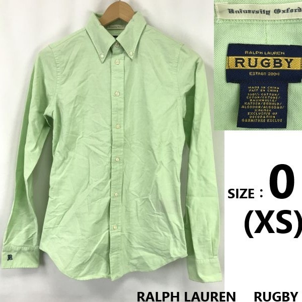 ラルフローレン ラグビー/RALPH LAUREN RUGBY★長袖ドレスシャツ【size:0/レディースXS/green/緑系】ボタンダウン/TOPS/SHIRTS◆sBH972