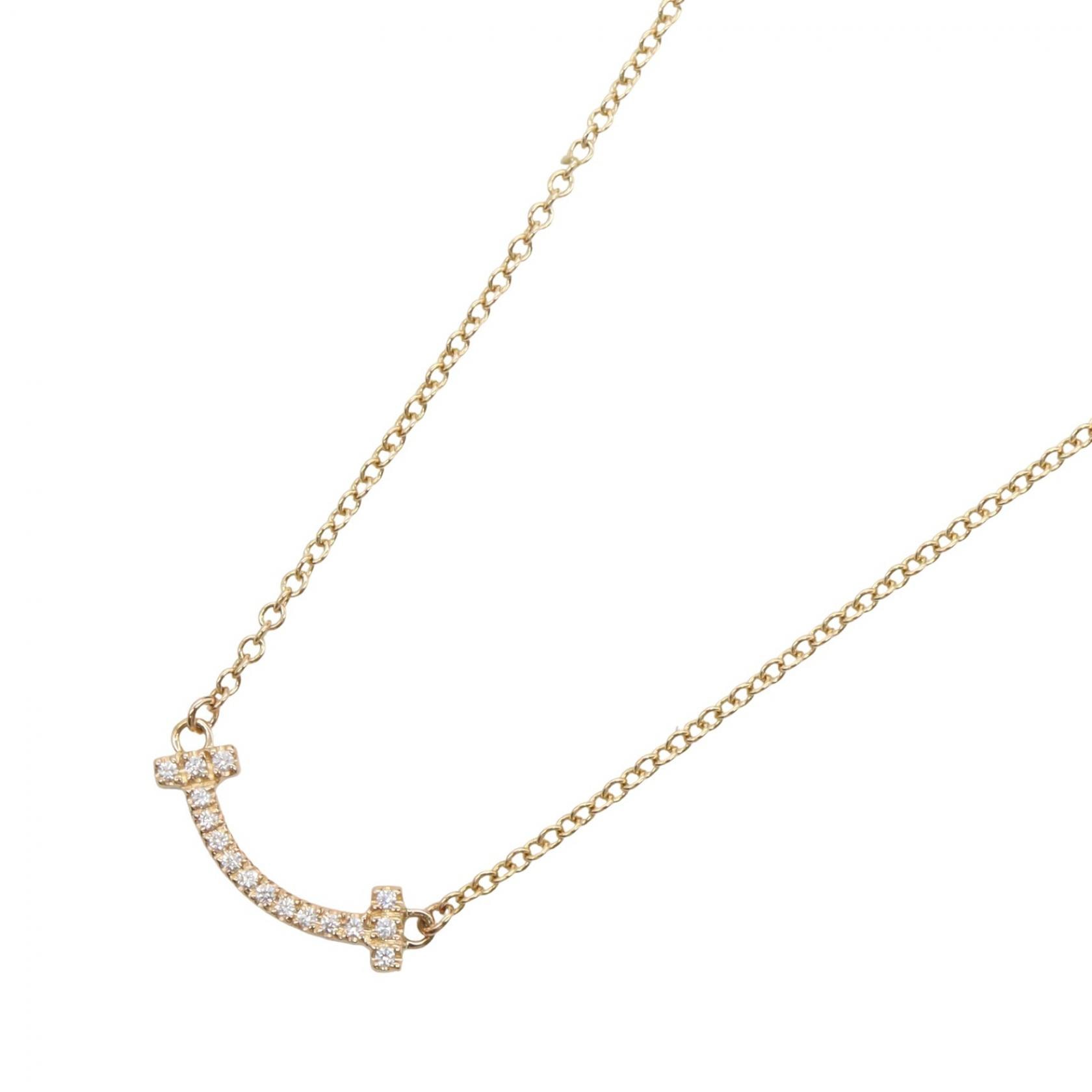 ティファニー TIFFANY&CO Tスマイル ミニ ダイヤ ネックレス ネックレス ジュエリー K18PG(ピンクゴールド) ダイヤモンド レディース ゴールド系 / クリア系 62617683 【中古】