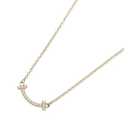 ティファニー TIFFANY&CO Tスマイル ミニ ダイヤ ネックレス ネックレス ジュエリー K18PG(ピンクゴールド) ダイヤモンド レディース ゴールド系 / クリア系 62617683 【中古】