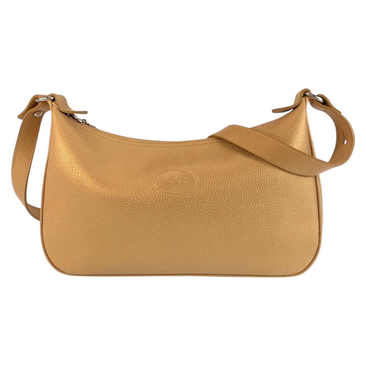 美品 Longchamp ロンシャン ベージュ シルバー金具 レザー ショルダーバッグ ポシェット 603314 【中古】
