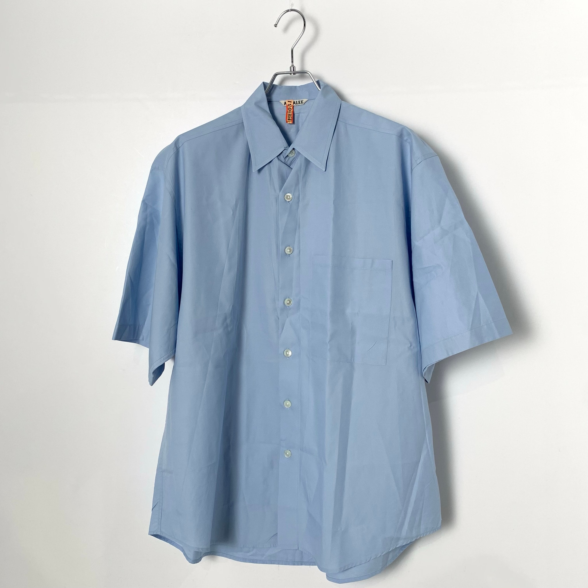 AURALEE Washed Finx Twill Big Half Sleeved Shirt "Light Blue"