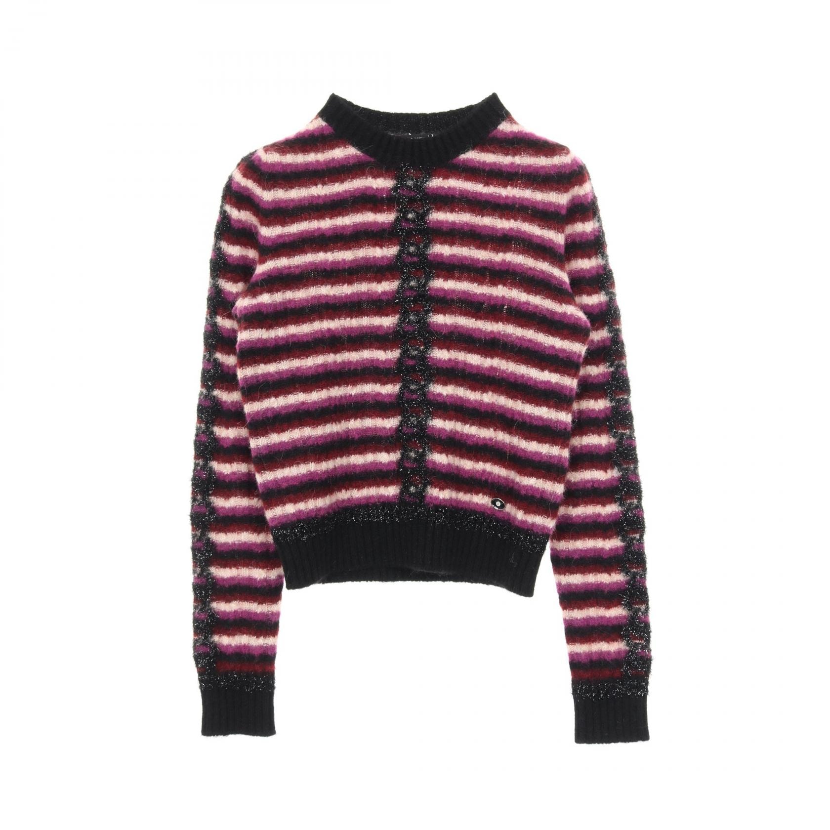 シャネル CHANEL ココマークボタン ニット 衣料品 トップス カシミヤ ウール アルパカ / ナイロン レディース ブラック系 / ピンク系 / パープル系 P75766K10915 【中古】