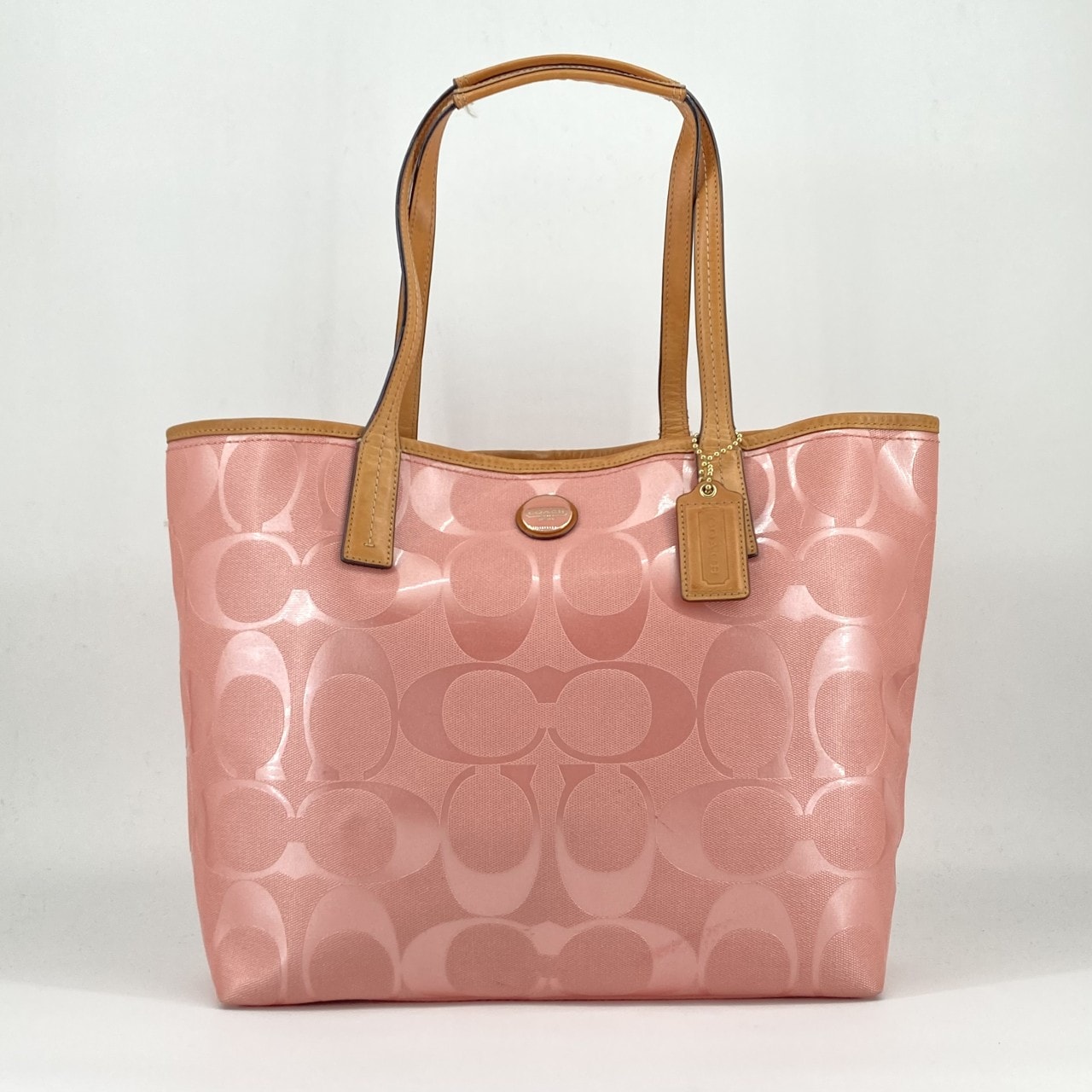 COACH(コーチ) シグネチャー柄 F23621 トートバッグ ピンク×ブラウン